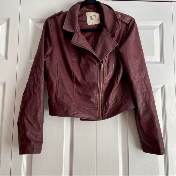 Maroon Soft Faux Leather Jacket - Picture 2 of 4